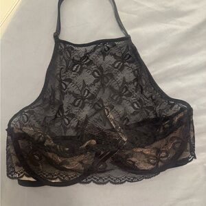 Black Lace Halter Top